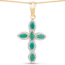 Load image into Gallery viewer, 18K Yellow Gold Plated 0.84 Carat Genuine Emerald .925 Sterling Silver Pendant
