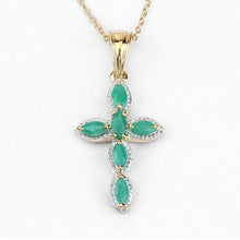 Load image into Gallery viewer, 18K Yellow Gold Plated 0.84 Carat Genuine Emerald .925 Sterling Silver Pendant
