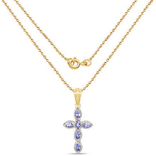 Load image into Gallery viewer, 14K Yellow Gold Plated 0.84 Carat Genuine Tanzanite .925 Sterling Silver Pendant
