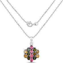 Load image into Gallery viewer, 4.34 Carat Genuine Pink Tourmaline, Green Tourmaline &amp; Brown Tourmaline .925 Sterling Silver Pendant
