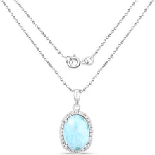 Load image into Gallery viewer, 13.55 Carat Genuine Larimar and White Topaz .925 Sterling Silver Pendant
