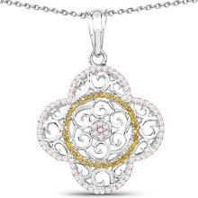 Load image into Gallery viewer, 0.57 Carat Genuine White Diamond and Yellow Diamond .925 Sterling Silver Pendant
