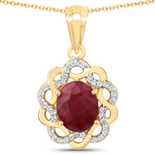 Load image into Gallery viewer, 3.43 Carat Genuine Ruby and White Topaz .925 Sterling Silver Pendant
