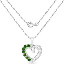 Load image into Gallery viewer, 14K White Gold Plated 0.84 Carat Genuine Chrome Diopside .925 Sterling Silver Pendant
