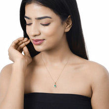 Load image into Gallery viewer, 0.89 Carat Genuine Zambian Emerald and White Diamond 14K Yellow Gold Pendant
