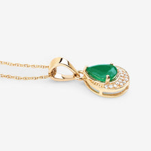 Load image into Gallery viewer, 0.89 Carat Genuine Zambian Emerald and White Diamond 14K Yellow Gold Pendant

