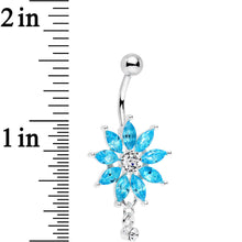Load image into Gallery viewer, Clear Aqua Gem Breathtaking Flower Dangle Belly Ring
