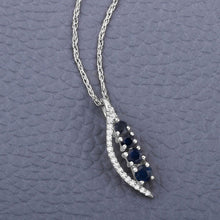 Load image into Gallery viewer, 0.40 Carat Genuine Blue Sapphire and White Diamond 14K White Gold Pendant
