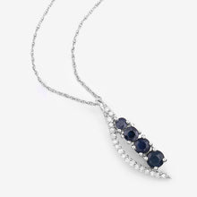 Load image into Gallery viewer, 0.40 Carat Genuine Blue Sapphire and White Diamond 14K White Gold Pendant
