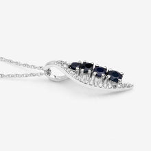 Load image into Gallery viewer, 0.40 Carat Genuine Blue Sapphire and White Diamond 14K White Gold Pendant
