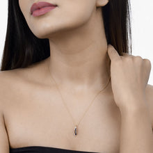 Load image into Gallery viewer, 0.40 Carat Genuine Blue Sapphire and White Diamond 14K Yellow Gold Pendant
