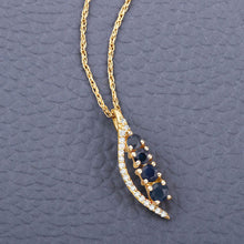 Load image into Gallery viewer, 0.40 Carat Genuine Blue Sapphire and White Diamond 14K Yellow Gold Pendant
