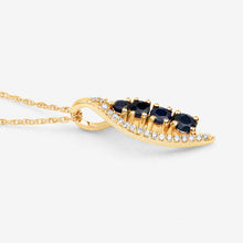 Load image into Gallery viewer, 0.40 Carat Genuine Blue Sapphire and White Diamond 14K Yellow Gold Pendant
