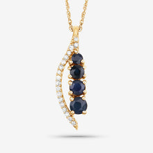 Load image into Gallery viewer, 0.40 Carat Genuine Blue Sapphire and White Diamond 14K Yellow Gold Pendant
