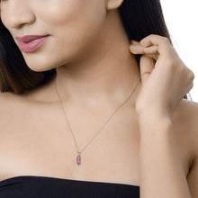 Load image into Gallery viewer, 0.43 Carat Genuine Ruby and White Diamond 14K White Gold Pendant
