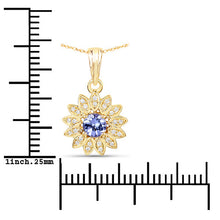 Load image into Gallery viewer, 0.31 Carat Genuine Tanzanite and White Diamond 14K Yellow Gold Pendant
