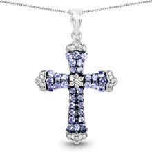 Load image into Gallery viewer, 1.84 Carat Genuine Tanzanite and White Zircon .925 Sterling Silver Pendant

