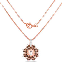 Load image into Gallery viewer, 18K Rose Gold Plated 1.61 Carat Genuine Morganite, Smoky Quartz and White Zircon .925 Sterling Silver Pendant
