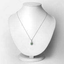 Load image into Gallery viewer, 1.27 Carat Genuine Green Tourmaline and White Diamond 14K White Gold Pendant
