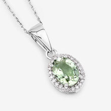 Load image into Gallery viewer, 1.27 Carat Genuine Green Tourmaline and White Diamond 14K White Gold Pendant
