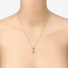 Load image into Gallery viewer, 1.27 Carat Genuine Green Tourmaline and White Diamond 14K White Gold Pendant
