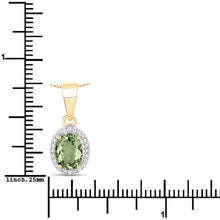 Load image into Gallery viewer, 1.27 Carat Genuine Green Tourmaline and White Diamond 14K Yellow Gold Pendant
