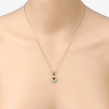 Load image into Gallery viewer, 1.27 Carat Genuine Green Tourmaline and White Diamond 14K Yellow Gold Pendant
