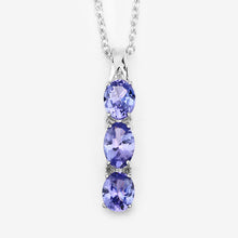 Load image into Gallery viewer, 1.11 Carat Genuine Tanzanite and White Diamond .925 Sterling Silver Pendant
