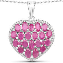 Load image into Gallery viewer, 5.00 Carat Genuine Ruby and White Diamond .925 Sterling Silver Pendant
