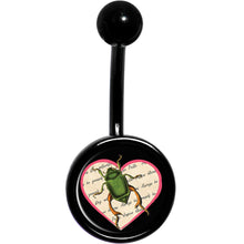 Load image into Gallery viewer, Love Letter Beetle Bug Black Belly Ring
