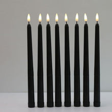 Load image into Gallery viewer, Pack of 6 Black LED Birthday Candles Flameless Taper Candles LED Taper Candles  Led Candle Lights Flickering Candles For Halloween Christmas Yellow/Warm White Plastic Flameless Flickering Battery Operated LED Halloween Candles
