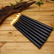 Load image into Gallery viewer, Pack of 6 Black LED Birthday Candles Flameless Taper Candles LED Taper Candles  Led Candle Lights Flickering Candles For Halloween Christmas Yellow/Warm White Plastic Flameless Flickering Battery Operated LED Halloween Candles
