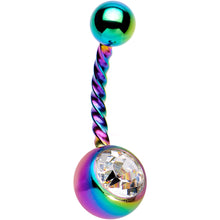 Load image into Gallery viewer, Clear Gem Rainbow IP Seriously Twisted Belly Ring
