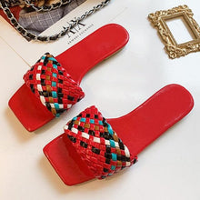 Load image into Gallery viewer, Party Luxury Ladies Slippers Charm Design Open-Toe Beach Flat Sandals Casual Flip Flops Women Shoes Flat Sandals Slip On Slide Sandals Leather Strap Flat Sandals
