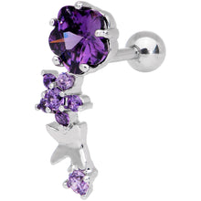 Load image into Gallery viewer, 1/4 Purple Gem Cascade Right Cartilage Earring
