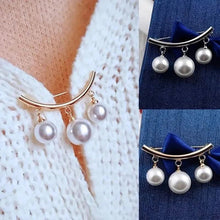 Load image into Gallery viewer, Pearl Fixed Collar Clip Charm Safety Pin

