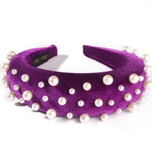 Load image into Gallery viewer, Pearl Headband Special Design Pearl Stone Velvet Hairbands Handmade Women Crown Sponge Thick Head Hoop for Girls Gorgeous Hair Accessories For Women
