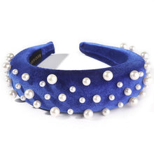 Load image into Gallery viewer, Pearl Headband Special Design Pearl Stone Velvet Hairbands Handmade Women Crown Sponge Thick Head Hoop for Girls Gorgeous Hair Accessories For Women
