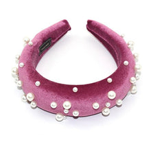 Load image into Gallery viewer, Pearl Headband Special Design Pearl Stone Velvet Hairbands Handmade Women Crown Sponge Thick Head Hoop for Girls Gorgeous Hair Accessories For Women
