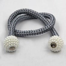 Load image into Gallery viewer, Pearl Magnetic Curtain Clip Tieback Home Decor Buckle Curtain Holder Hanging Ball Rope Straps Holdbacks Room Accessories Strong Magnetic Curtain Tiebacks Pearl Decorative Rope Window Holdbacks For Drapes Home Office
