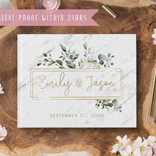 Load image into Gallery viewer, Personalized Marble Cover Wedding Guest Book Alternative Guestbook Floral Flower DIY Photo Albums Birthday Gift Family Scrapbook Albums Family Anniversary Gift For Couple
