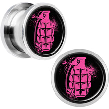 Load image into Gallery viewer, Pink Grenade Steel Screw Fit Plug Set 1/2

