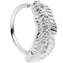Load image into Gallery viewer, 18G Clear CZ Gem Feather Seamless Circular Ring

