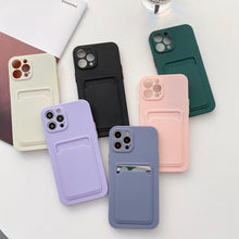 Load image into Gallery viewer, Phone Case For Iphone 11 12 13 Pro Max 14 Pro Soft Silicone Wallet Card Holder Cover Soft Silicone Wallet Card Holder Cover Cute Card Holder Pocket
