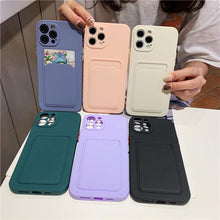 Load image into Gallery viewer, Phone Case For iphone 11 12 13 pro max XR X XS Max 12 mini 12 pro Soft Silicone Wallet Card Holder Cover For iPhone Wallet Case Compatible with iPhone 13 Secure Card Wallet Case
