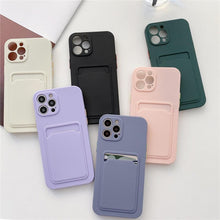 Load image into Gallery viewer, Phone Case For iphone 11 12 13 pro max XR X XS Max 12 mini 12 pro Soft Silicone Wallet Card Holder Cover For iPhone Wallet Case Compatible with iPhone 13 Secure Card Wallet Case
