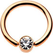 Load image into Gallery viewer, 14G 3/8 Clear Gem 4mm Disc Rose Gold IP BCR Captive Ring

