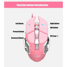 Load image into Gallery viewer, Pink Girly Gaming Mouse 3200DPI Backlight Adjustable 4 Level DPI Wired Women's Mice For Gamers
