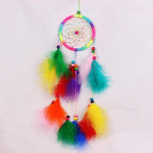 Load image into Gallery viewer, Pink Handmade Dream Catcher Wind Chimes Indian Style Feather Pendant Dream Catcher Car Hanging Decoration Wind Chime Wall Hanging Home Decor
