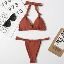 Load image into Gallery viewer, Pink Woman Summer Swimsuit Mini Lace Up Adjustable Bikinis Set Beachwear Top Swimwear Women Swimming Wear Colorful Beach Bathing Suit
